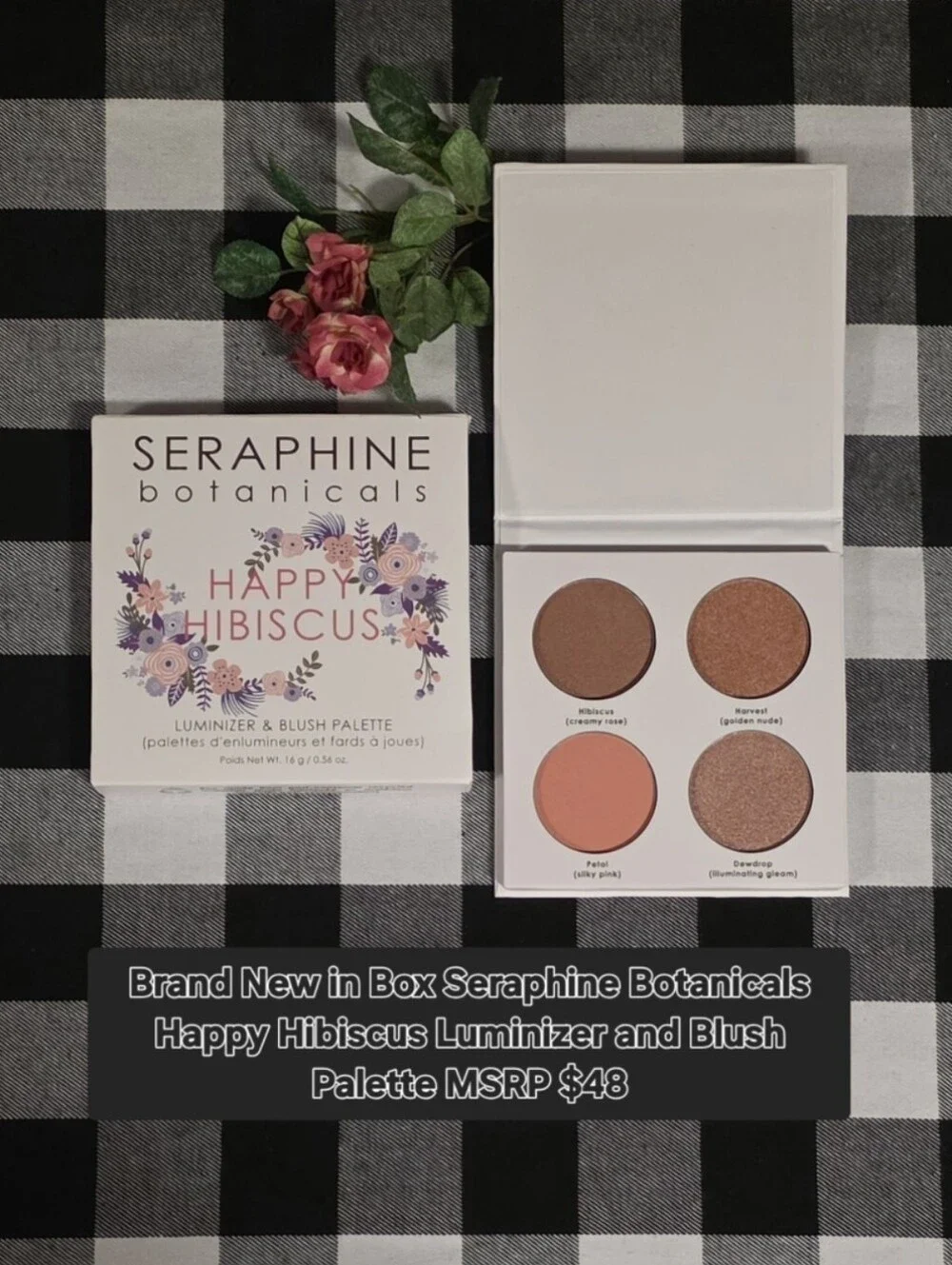 Seraphine Botanicals Happy Hibiscus Blush & Luminizer Palette — Peachy Pink